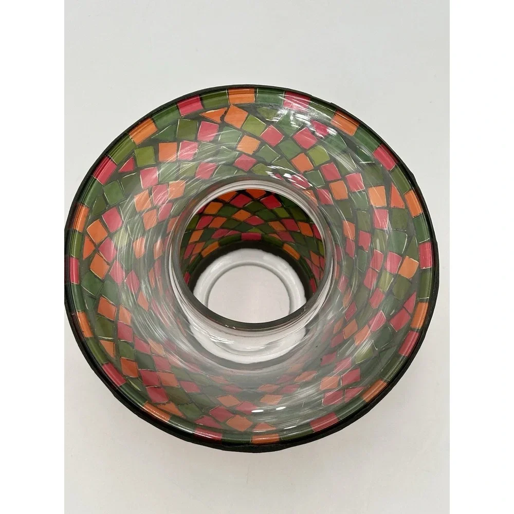 2012 Yankee Candle Mosaic Tile Shade and Plate Set‎ Holiday Colors